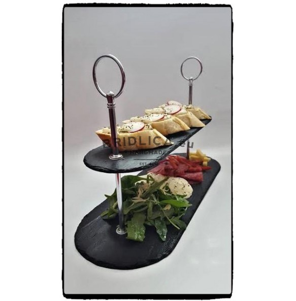 2 - Tier Atypical Slate Cake Stand 39x15x23 cm - Cake Stands