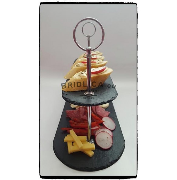 2 - Tier Atypical Slate Cake Stand 39x15x23 cm - Cake Stands