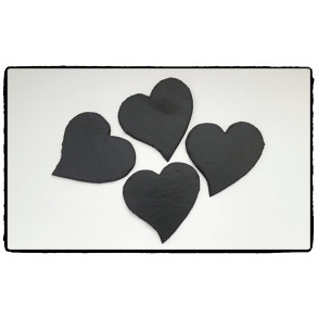Slate Saucer, atypical hearts set 4 pieces, 12x12 cm