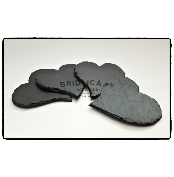 Slate Saucer, atypical hearts set 4 pieces, 12x12 cm - Accessories for Kitchen and Dining room