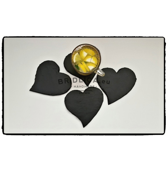 Slate Saucer, atypical hearts set 4 pieces, 12x12 cm - Accessories for Kitchen and Dining room