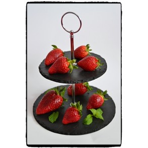 2 - Tier Rounded Slate Cake Stand MINI 20x20x15 cm