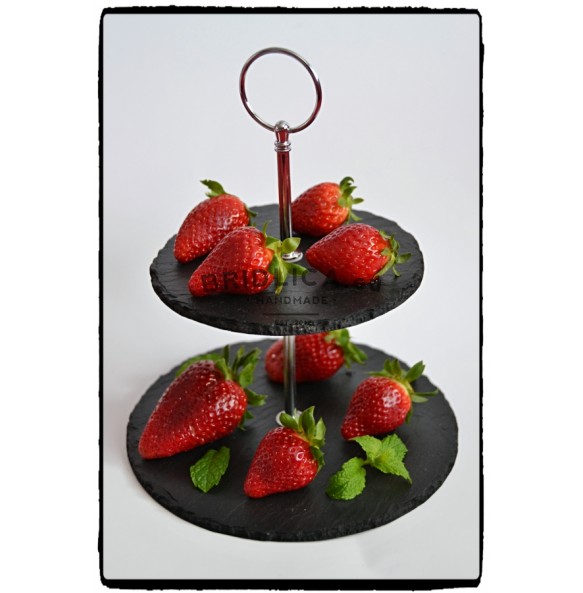 2 - Tier Rounded Slate Cake Stand MINI 20x20x15 cm - Cake Stands