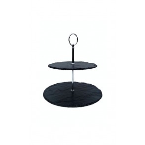 2 - Tier Rounded Slate Cake Stand 23x23x23 cm