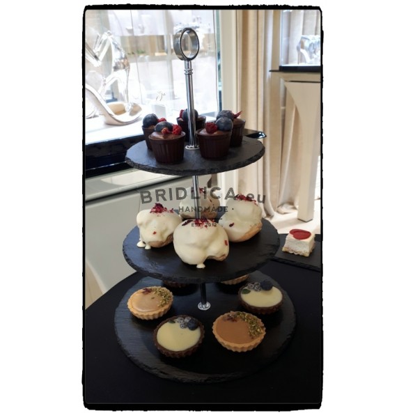 3 - Tier Rounded Slate Cake Stand 25x25x35 cm - NEW PRODUCTS