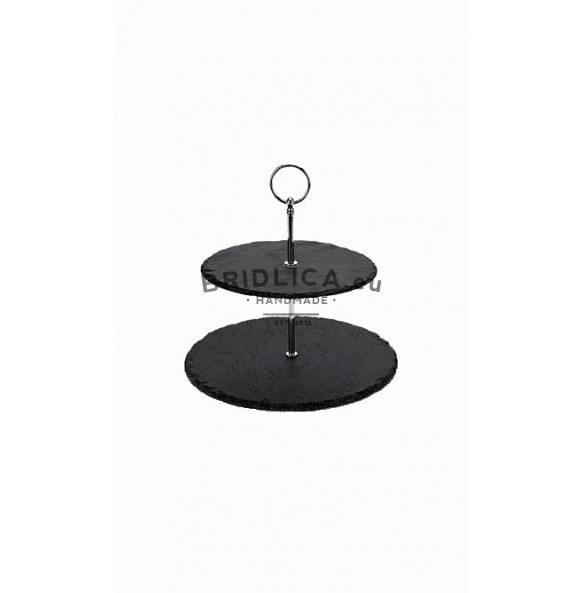 2 - Tier Rounded Slate Cake Stand MINI 20x20x15 cm - Cake Stands