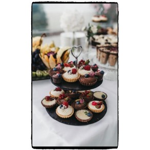 2 - Tier Rounded Slate Cake Stand - hearth holder 23x23x23 cm
