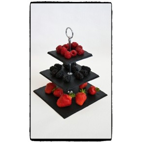 3 - Tier Square Slate Cake Stand EXTRA MINI 18x18x23 cm
