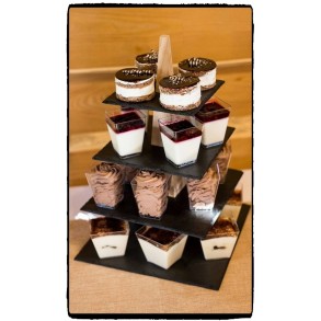 4 - Tier Square Slate Cake Stand Combined With Wood 28x28x43 cm
