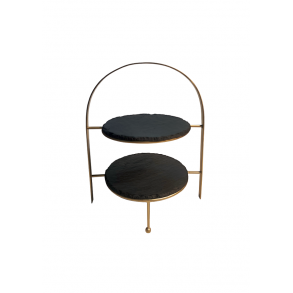 2 - Tier Rounded Slate Cake Stand 24x24x23 cm