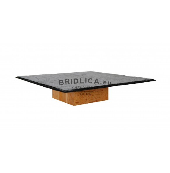 Serving Slate Platter With Wooden Square Stand Ø 30 cm - NEW PRODUCTS