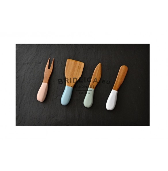 Slate Serving Plate + Special  Bamboo Colored Knifes for Cutting Cheese 40x25 cm type A. - NEW PRODUCTS