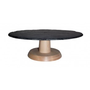 Beech Wooden Stand With Circle Slate Plate Ø 34 cm type A. 