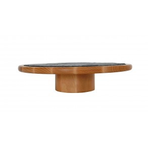 Beech Wooden Stand With Wood Tray With Circle Slate Plate Ø 33 cm type B. 