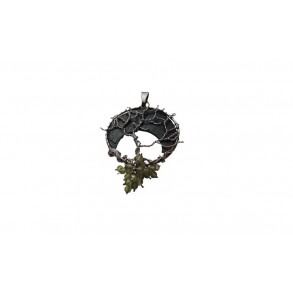 Slate pendant TREE OF LIFE with mineral "olivine"